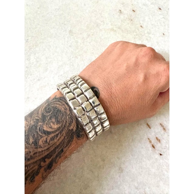 Sterling Silver, Large Solid Mexican Taxco Hinged Cuff Bracelet