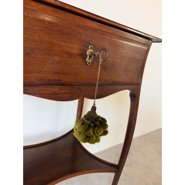 Antique French Louis XV Style Wood Lamp Table or Nightstand With Keyed Drawer For Sale - Image 12 of 12