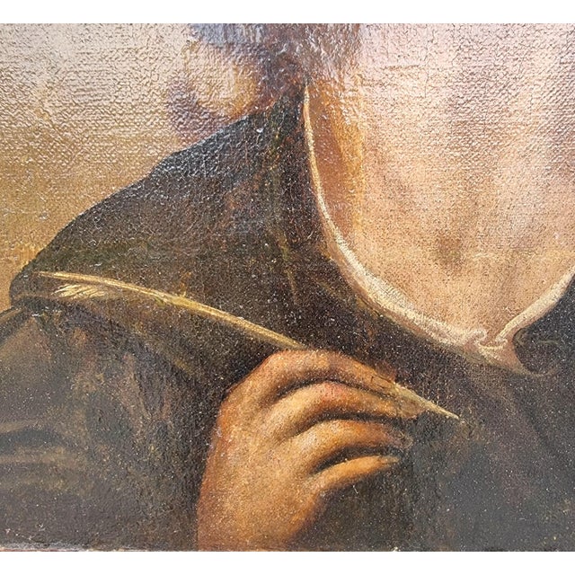 17th Century Saint John the Evangelist, 1670, Oil on Canvas, Framed For Sale - Image 5 of 11