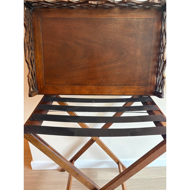 Vintage Mahogany Butlers Tray on Folding Stand For Sale - Image 4 of 4