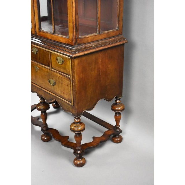Antique Queen Anne Style Walnut Cabinet on Stand, 1900 For Sale - Image 9 of 15
