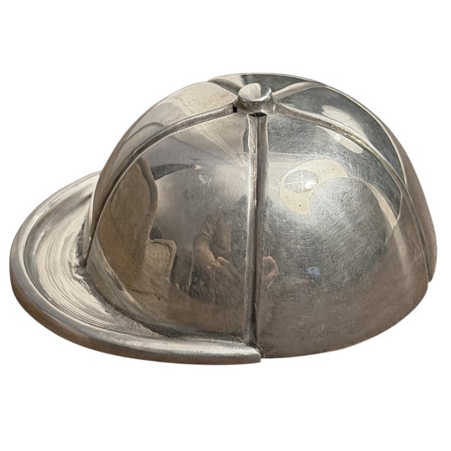 English Vintage English Silverplate Jockey Helmet Bottle Opener For Sale - Image 3 of 10