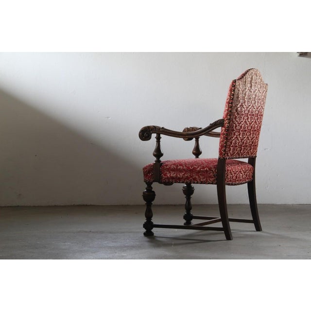 Brown Danish Baroque Louis XV Style Oak Armchair, 19th Century For Sale - Image 8 of 18