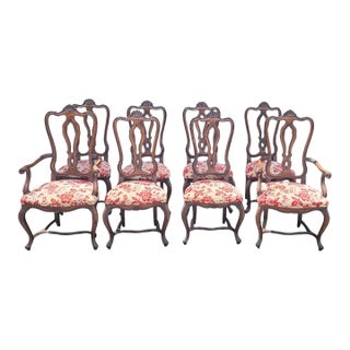 Exquisite Set of 8 Shell Carved 1940s French Dining Chairs For Sale