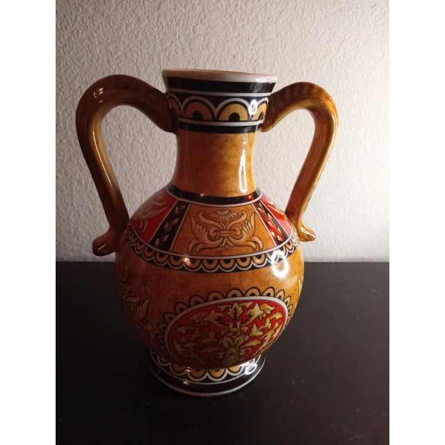 Brown 1950s Achilles Amphora Dual Handle Ceramic Vase Made in Greece For Sale - Image 8 of 8