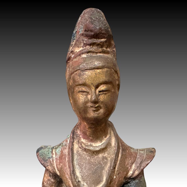 19th Century Chinese Gilt Bronze Figure, Possibly Daoist, 19th Century or Earlier, 16" Tall For Sale - Image 5 of 11
