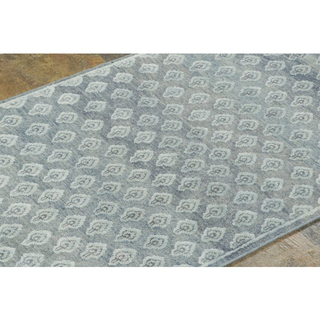 Textile Contemporary Block Print Geometric Natural Silk Runner by Rug & Kilim, India For Sale - Image 7 of 8