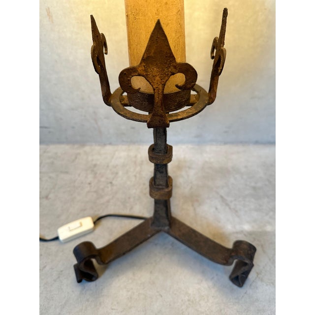 1960s Vintage Spanish Brutalist Table Lamp in Wrought Iron, 1960s For Sale - Image 5 of 13