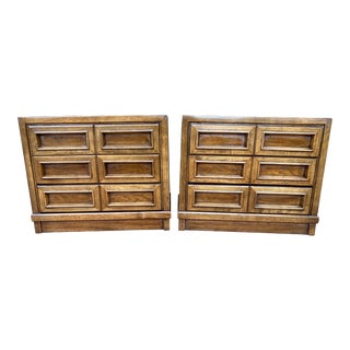 Vintage Mid Century Drexel Compatica Brutalist Nightstand Tables - a Pair For Sale
