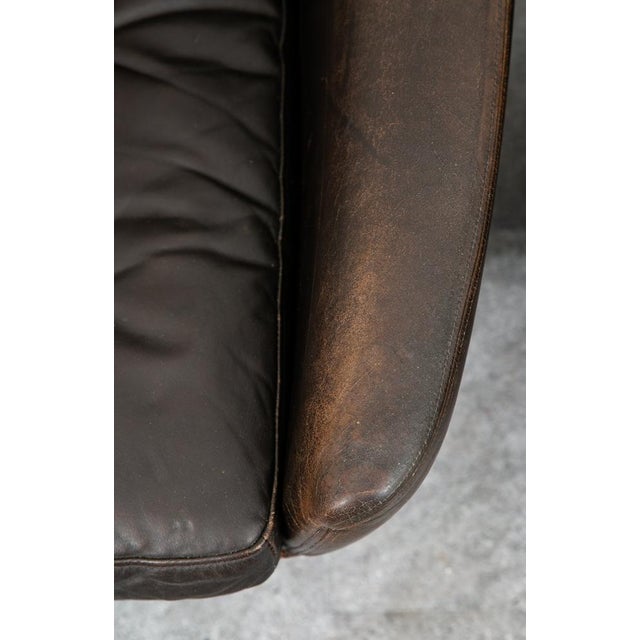 Mid Century Danish Modern Lounge Chairs Swivel Brown Leather Armchair Vintage For Sale - Image 12 of 12