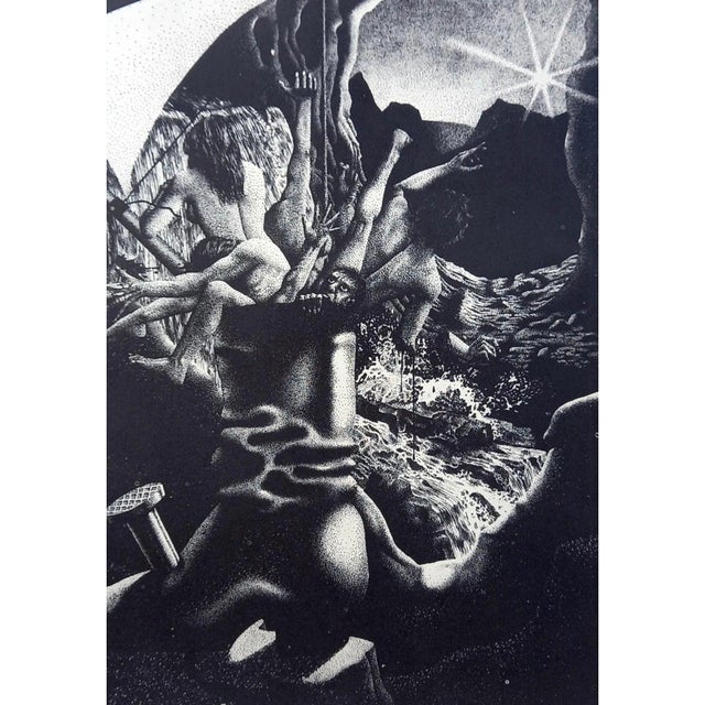 Printmaking Materials 1960s Framed Surrealist Etchings Collector Gallery Wall- Set of 2 For Sale - Image 7 of 10