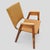 Vintage 1950s Mid Century Modern Wooden Arm Chair with Knubby Upholstery and Angled Legs, Back, and Arms Attributed to...