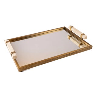 Artemis Tray with Travertine Handles For Sale