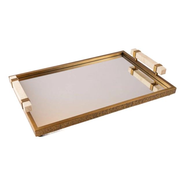 Artemis Tray with Travertine Handles For Sale