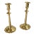 18th Century Pair of English Brass Queen Anne Candlesticks With Petal Base For Sale