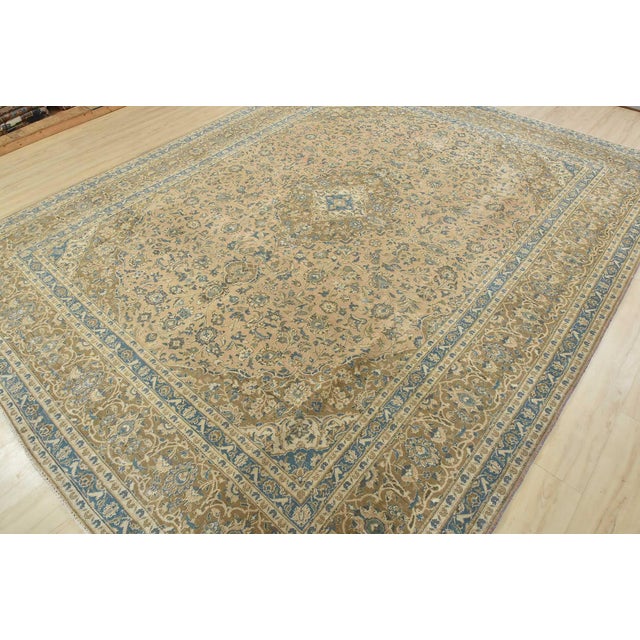 Farmhouse Kashan Rug 10' X 12'8'' Pink Wool Vintage Distressed Hand-Knotted Carpet For Sale - Image 3 of 15