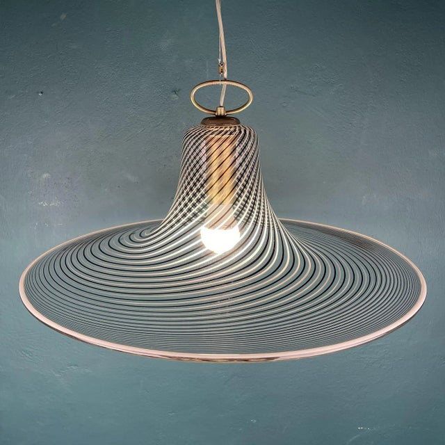 Vintage Swirl Murano Pendant Lamp, Italy, 1970s For Sale - Image 4 of 13