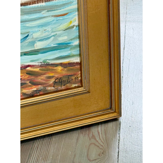 Late 20th Century Edmund Jordan Coastal September Afternoon, Lake Galena Sailboats Oil Painting in Gold Frame For Sale - Image 4 of 6