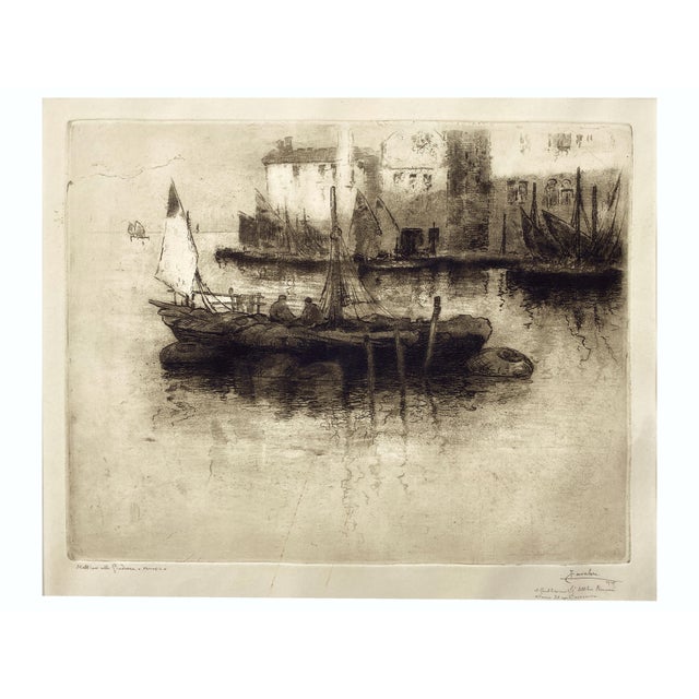 A beautiful Venetian etching by Italian painter and printmaker Ludovico Cavaleri, titled Mattino alla Giudecca – Venezia...