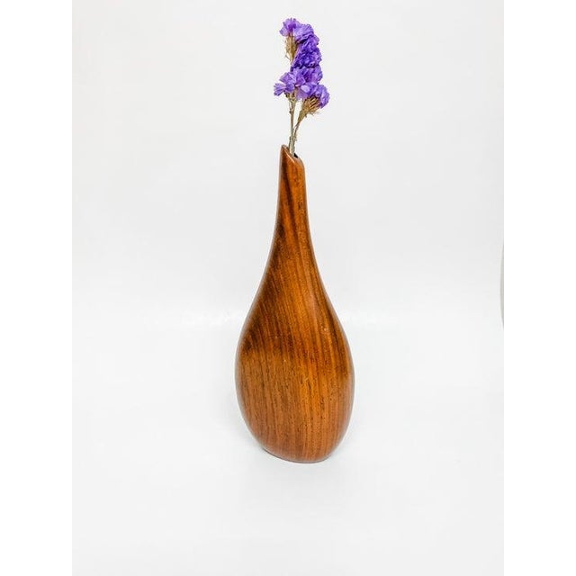 Mid-Century Modern Vintage, Wood Mid Century Vase For Sale - Image 3 of 4