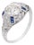 1930s Art Deco Gia 1.36 Carat Diamond Sapphire Platinum Engagement Ring, Size 5.75 For Sale