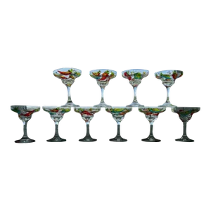Hand Painted Margarita or Champagne Glasses Set of 10