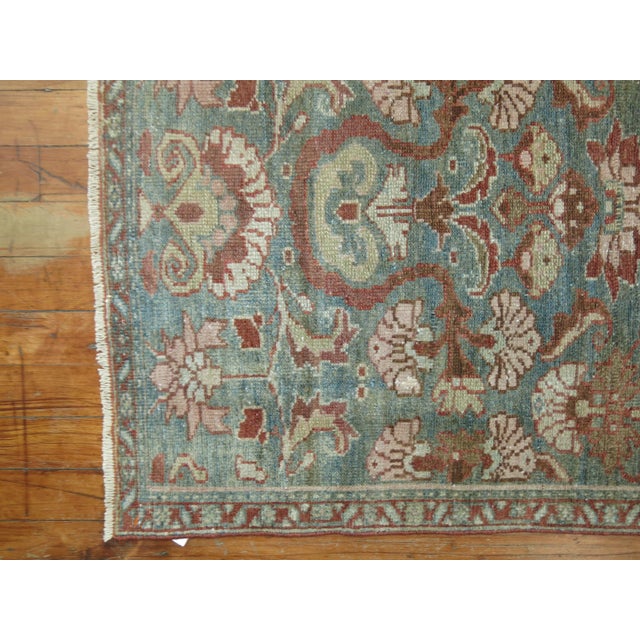 Early 20th Century Zabihi Collection Rare Narrow Long Sea Foam Persian Runner - 2'3" x 15'7" For Sale - Image 4 of 7