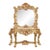 1970s Baroque Rococo Gilded Beech Console Table & Mirror Set W/ Marble For Sale