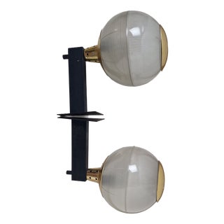 Iron and Brass Wall Lamps with Fresnel Glass, 1950s, Set of 2 For Sale