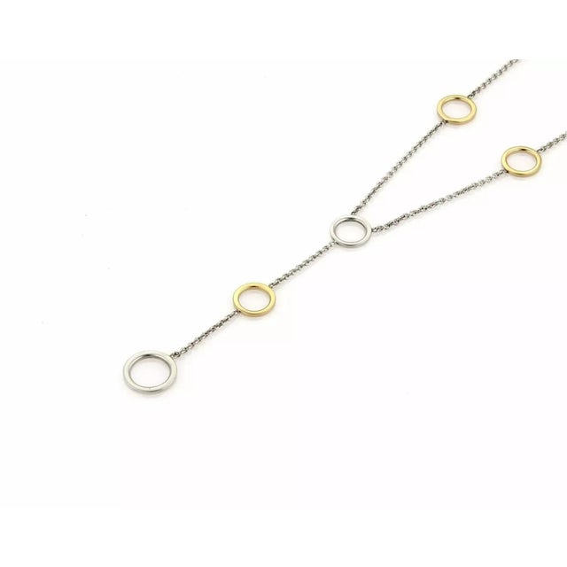 Tiffany and Co. Tiffany & Co. Lariat Necklace Italy 925 Sterling 18k YGold Circle Station For Sale - Image 4 of 5