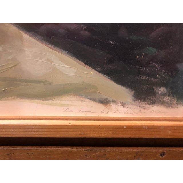 Val Lewton1980s Vintage American Street Scene Painting, Landscape with Taxi Cabs, 1983 For Sale - Image 4 of 4