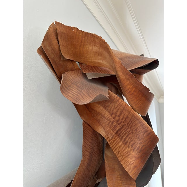 2010s Leon Dickey Signed 2016 African Wood Veneer Abstract Wall Sculpture, 5 Ft For Sale - Image 5 of 15