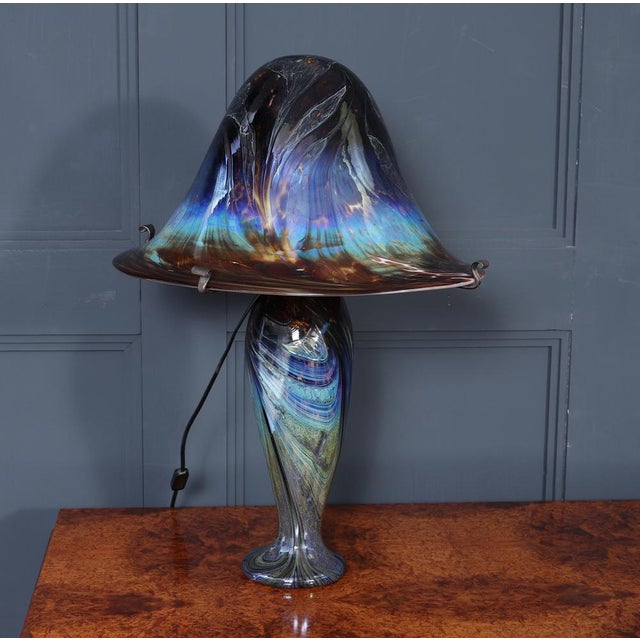 Large Vintage French Iridescent Art Glass Mushroom Lamp, 1960 For Sale - Image 9 of 18