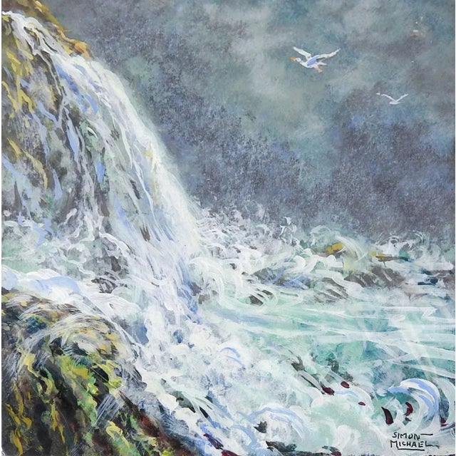 Impressionist Waterfall Landscape Painting by Simon Michael For Sale - Image 4 of 4