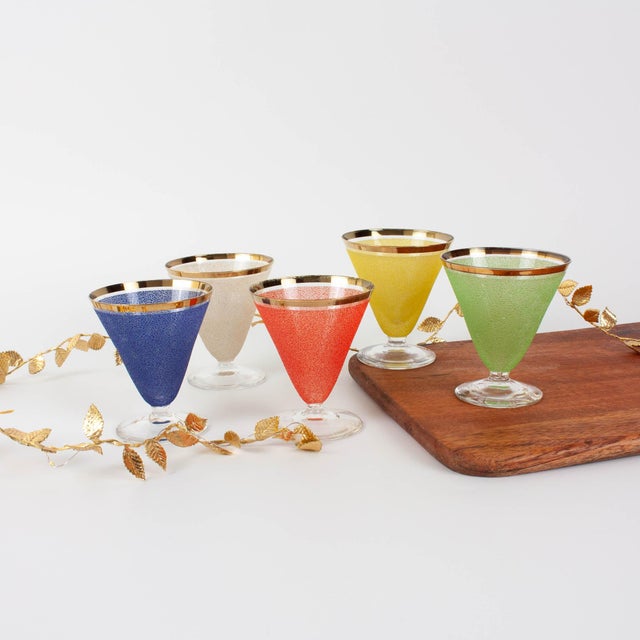 Vintage Portuguese Cocktail Glasses, 1950s, Set of 5 For Sale - Image 4 of 18
