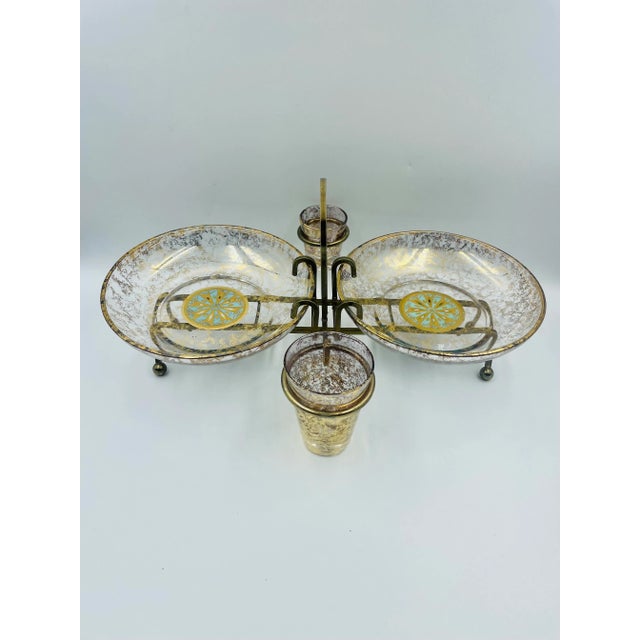 Rare Georges Briard 5-piece mid-century hors d'oeuvres caddy or shrimp server! This rare and wonderful mid-century modern...