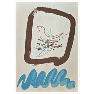 Marcello Pirro, Pigeons, Lithograph, 1970s For Sale