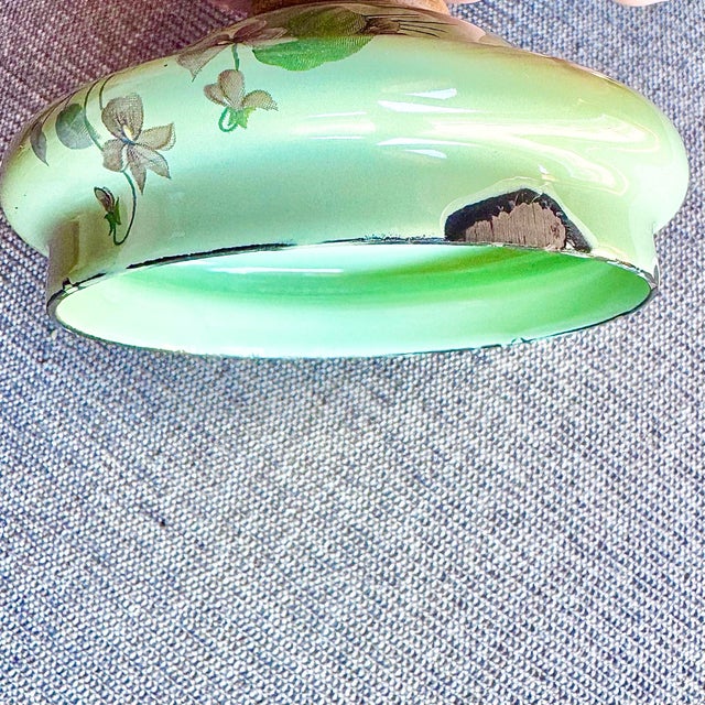 Vintage 1995 Camp Mackenzie Childs Green Floral Coffee Pot/Kettle With Wood Handle and Lid For Sale - Image 11 of 12