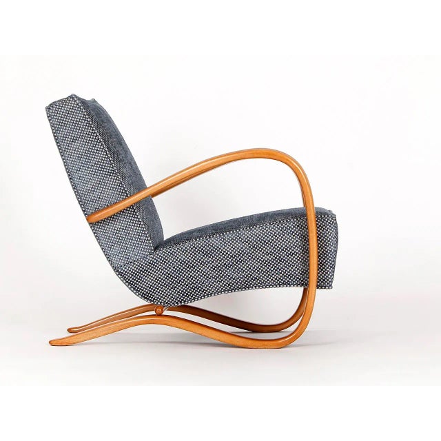 Blue Art Deco Model H 269 Lounge Chair by Jindřich Halabala for UP Závody, 1930s For Sale - Image 8 of 12