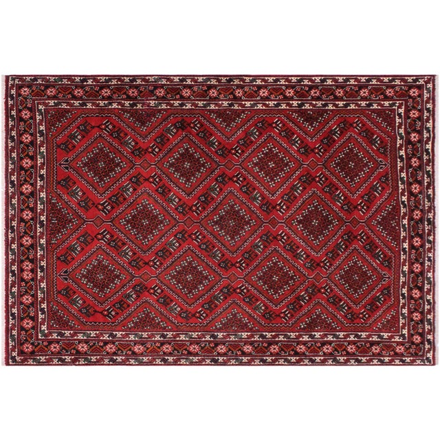 Anitque Red Handknotted Wool Rug 6.5x9.7 For Sale - Image 9 of 9