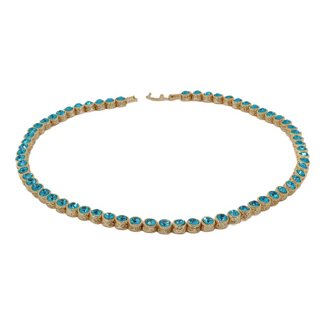 Aquamarine Tennis Mystic Necklace For Sale