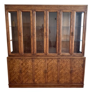 1970s Martinsville Credenza & Lighted Cabinet: Mid-Century American + Hollywood Regency For Sale