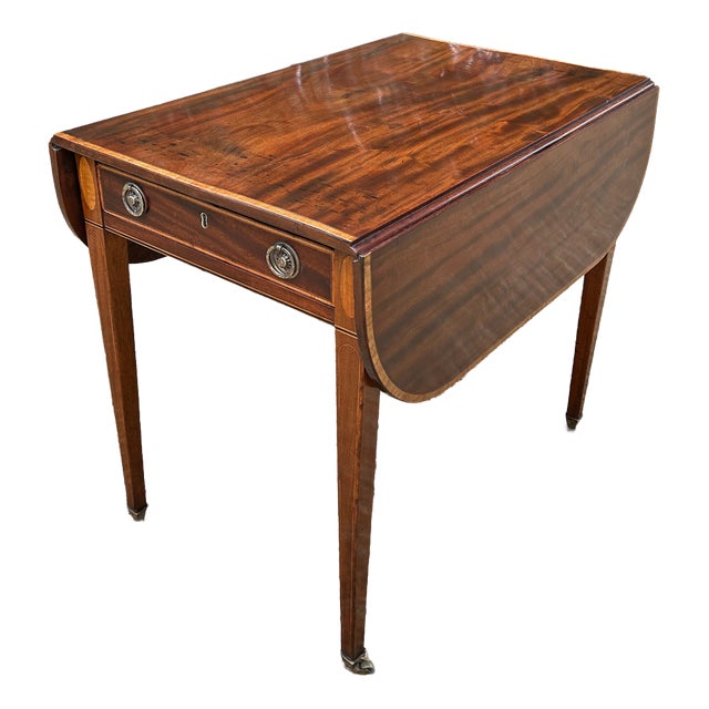 Antique Georgian Mahogany Inlaid Pembroke Table, 1830 For Sale