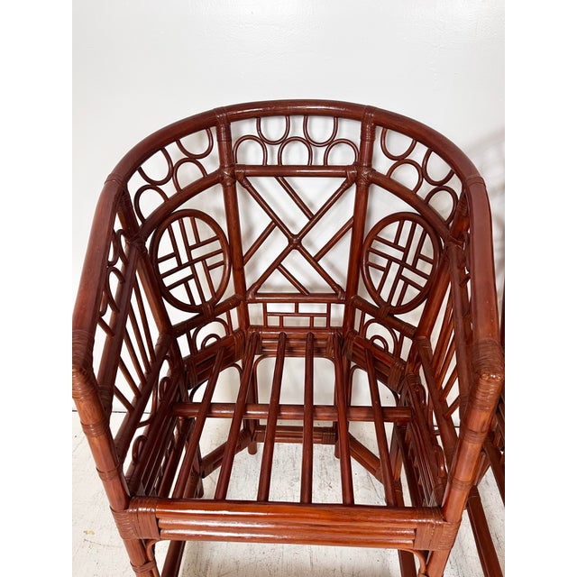 Vintage Brighton Chinese Chippendale Rattan Chairs- Pair For Sale - Image 4 of 5