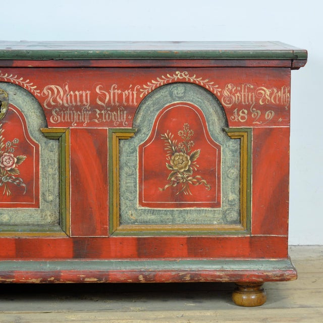 German Folk-Art Bridal Chest, 1829 For Sale - Image 9 of 16