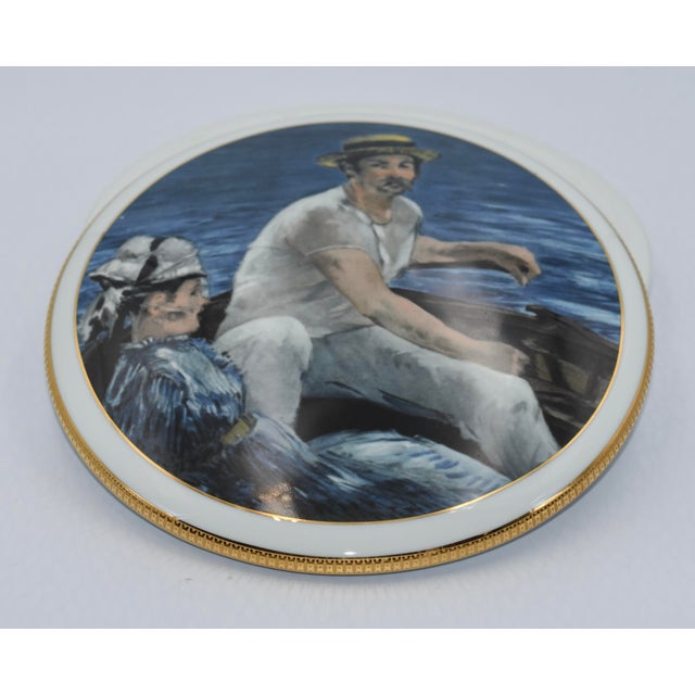 Early 20th Century Early 20th Century Limoge France MNP Edouard Manet " Boating" Trinket Candy Lidded Porcelain Box For Sale - Image 5 of 8