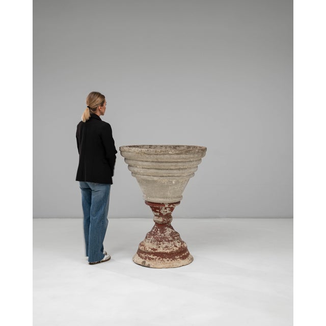 French Provincial Mid 20th Century French Funnel-Shaped Concrete Planter For Sale - Image 3 of 18