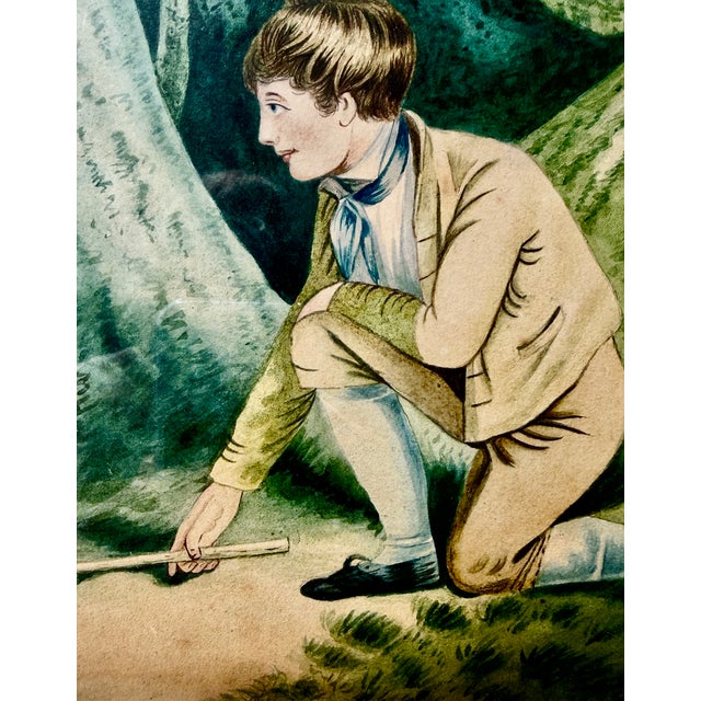 Framed English Regency Hand-Colored Boy Fishing After Richard Westall, Dated 1812 For Sale - Image 12 of 16