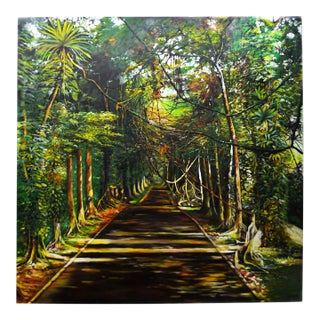 Late 20th Century Fenol Marcelin Avenue of Trees Oil on Canvas For Sale