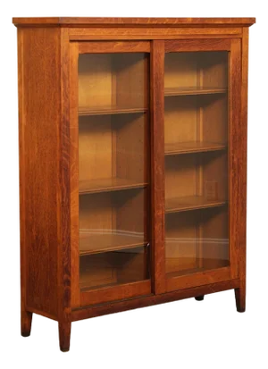 Antique Mission Oak Sliding Glass Door Bookcase